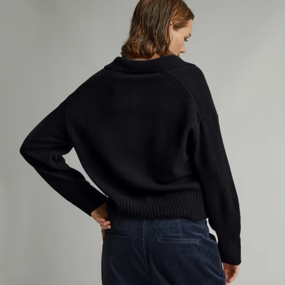 NEW Everlane Women’s Cashmere Polo Black Sweater Size XSmall - Picture 4 of 14
